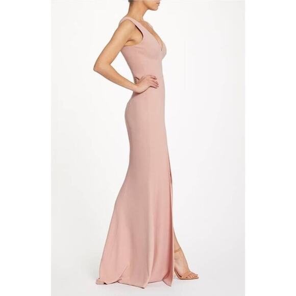 Dress The Population Pink Blush Mermaid Gown Dress Sandra Thigh-High Side Slit L - Picture 3 of 7